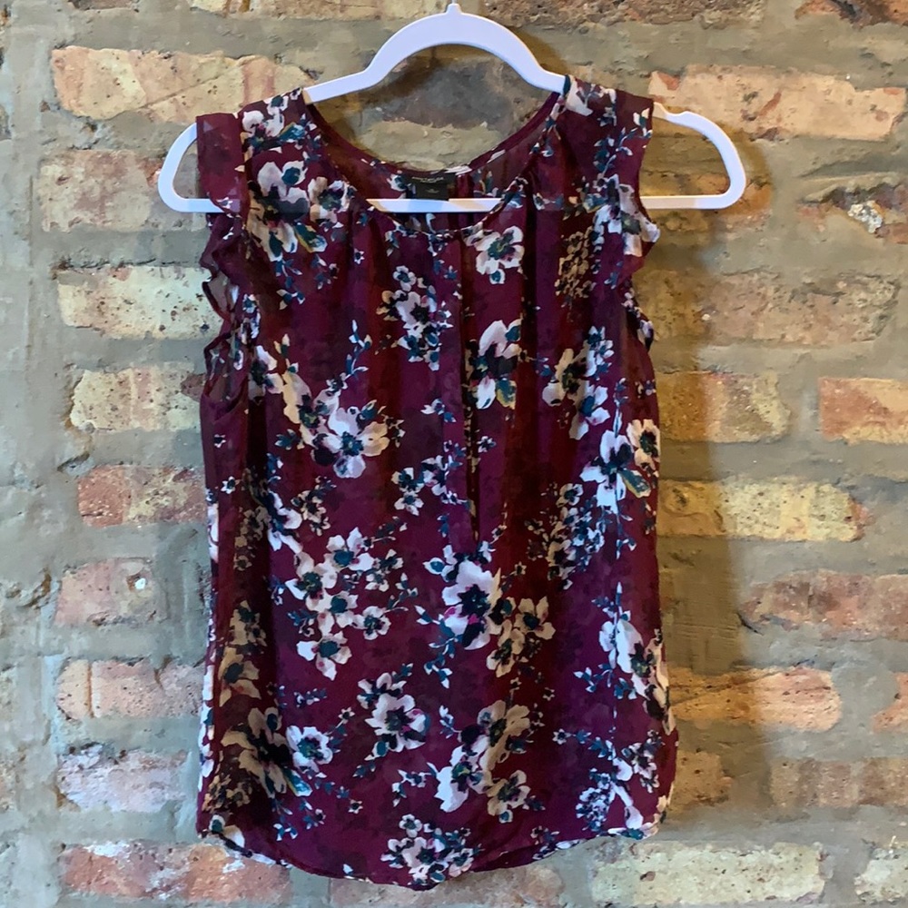 ANN TAYLOR Sheer Purple Floral Blouse